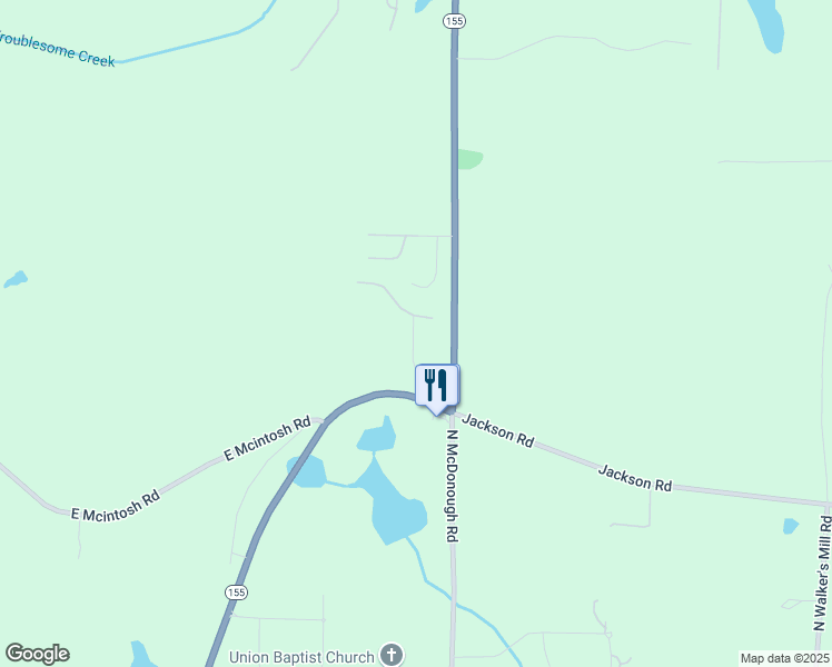 map of restaurants, bars, coffee shops, grocery stores, and more near 1864 Georgia 155 South in Griffin