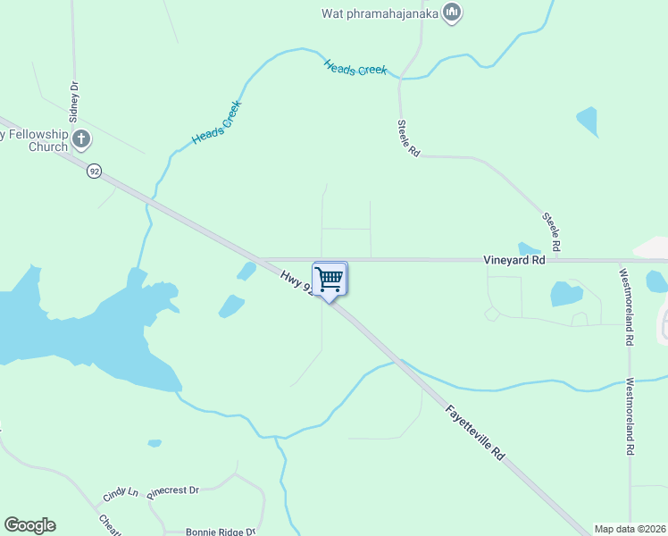 map of restaurants, bars, coffee shops, grocery stores, and more near 1574 Vineyard Road in Griffin