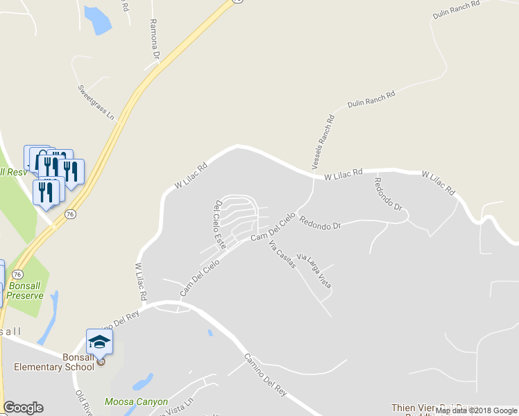 map of restaurants, bars, coffee shops, grocery stores, and more near 5816 Avenue Jinete in Bonsall