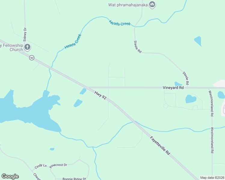 map of restaurants, bars, coffee shops, grocery stores, and more near 1574 Vineyard Road in Griffin