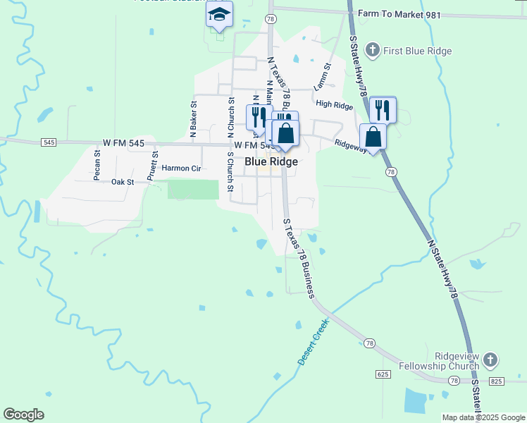 map of restaurants, bars, coffee shops, grocery stores, and more near 401 South Morrow Street in Blue Ridge