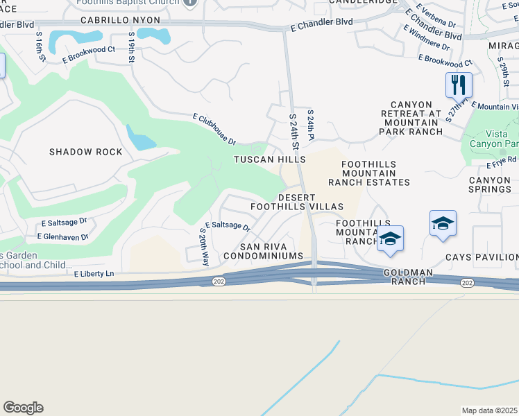 map of restaurants, bars, coffee shops, grocery stores, and more near 2186 East Briarwood Terrace in Phoenix