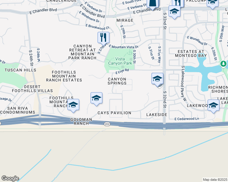 map of restaurants, bars, coffee shops, grocery stores, and more near 16461 South 29th Street in Phoenix