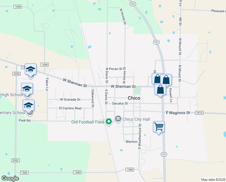 map of restaurants, bars, coffee shops, grocery stores, and more near 106 Mc Cracken Street in Chico
