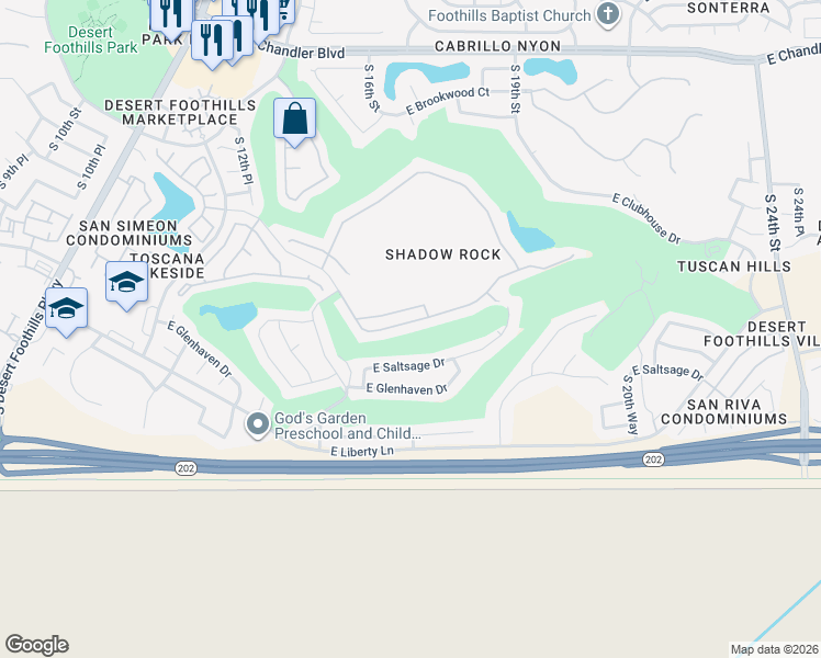map of restaurants, bars, coffee shops, grocery stores, and more near 1641 East Briarwood Terrace in Phoenix