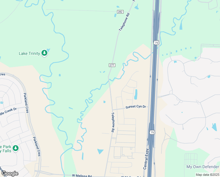 map of restaurants, bars, coffee shops, grocery stores, and more near County Road 277 in Anna