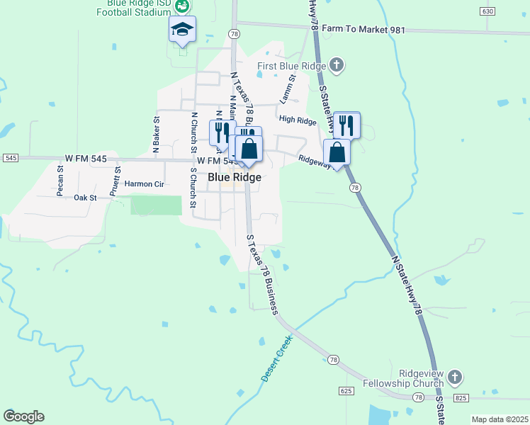 map of restaurants, bars, coffee shops, grocery stores, and more near 400 Texas 78 Business in Blue Ridge