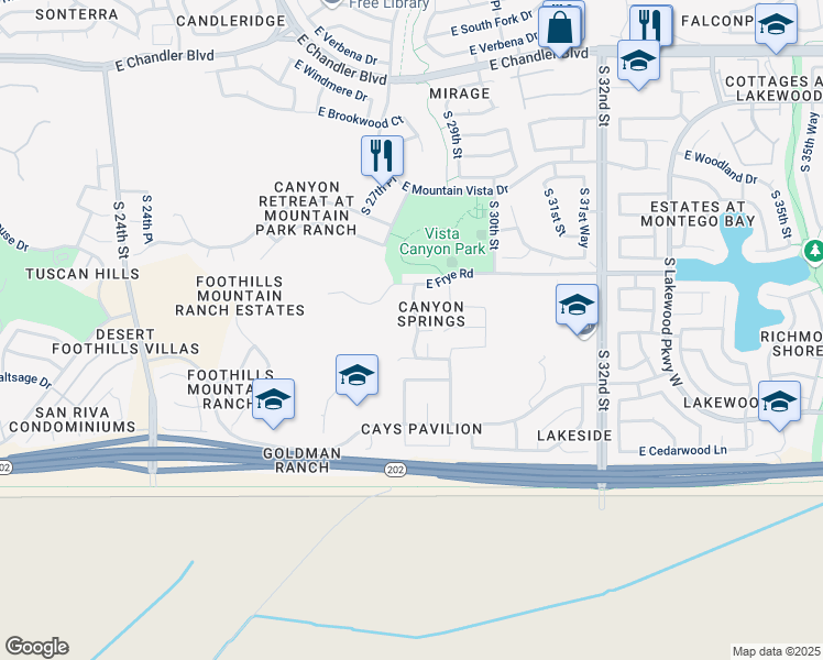 map of restaurants, bars, coffee shops, grocery stores, and more near 16461 South 29th Street in Phoenix