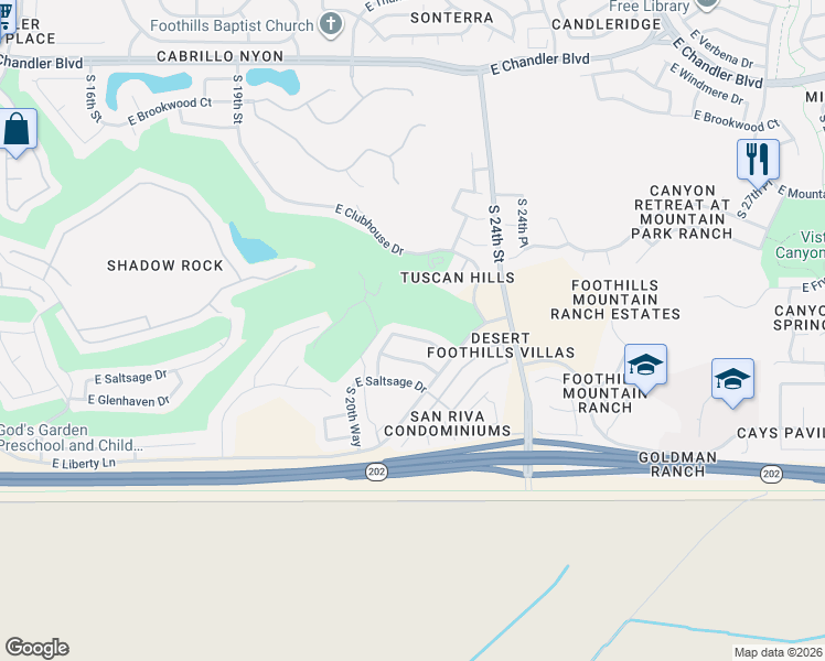map of restaurants, bars, coffee shops, grocery stores, and more near 2140 East Nighthawk Way in Phoenix