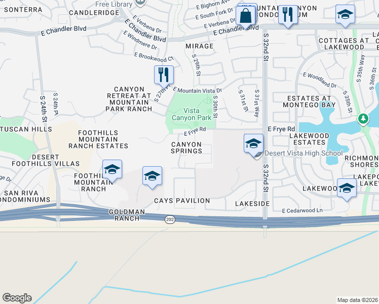 map of restaurants, bars, coffee shops, grocery stores, and more near 2908 East Night Hawk Way in Phoenix