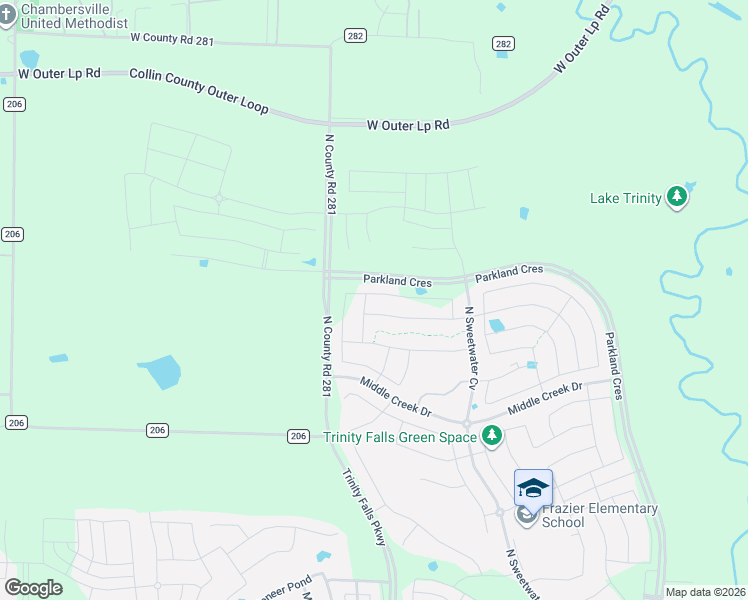 map of restaurants, bars, coffee shops, grocery stores, and more near 121 Long Pines Drive in McKinney