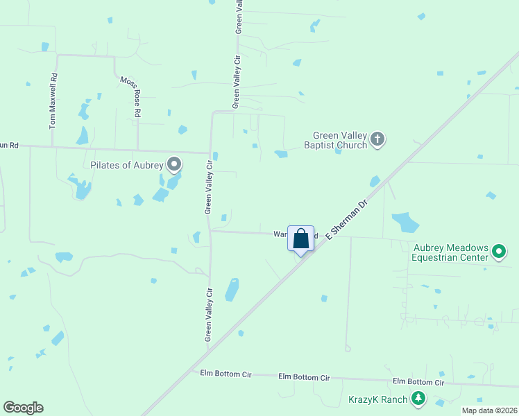 map of restaurants, bars, coffee shops, grocery stores, and more near 5860 Green Valley Circle in Aubrey