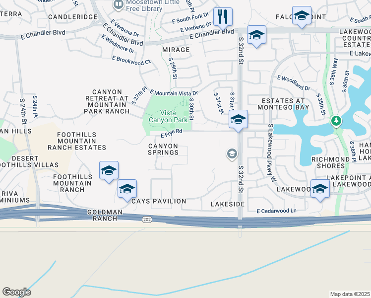 map of restaurants, bars, coffee shops, grocery stores, and more near 2981 East Night Hawk Way in Phoenix