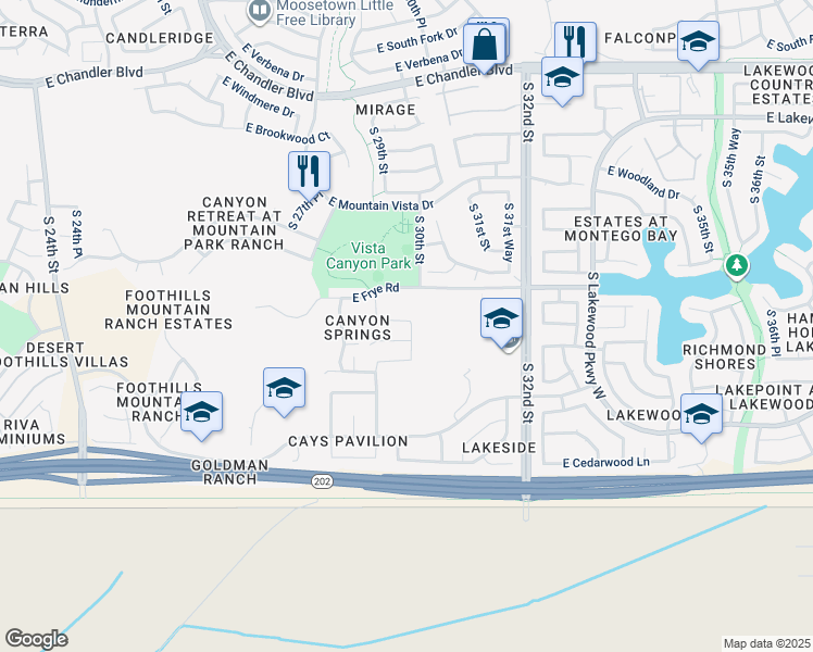 map of restaurants, bars, coffee shops, grocery stores, and more near 2981 East Night Hawk Way in Phoenix