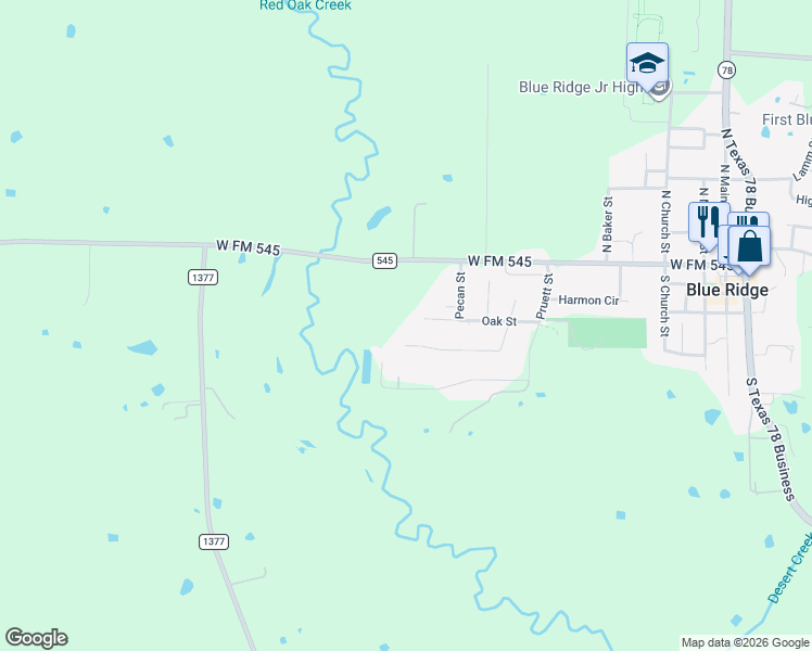 map of restaurants, bars, coffee shops, grocery stores, and more near 311 Oak Street in Blue Ridge