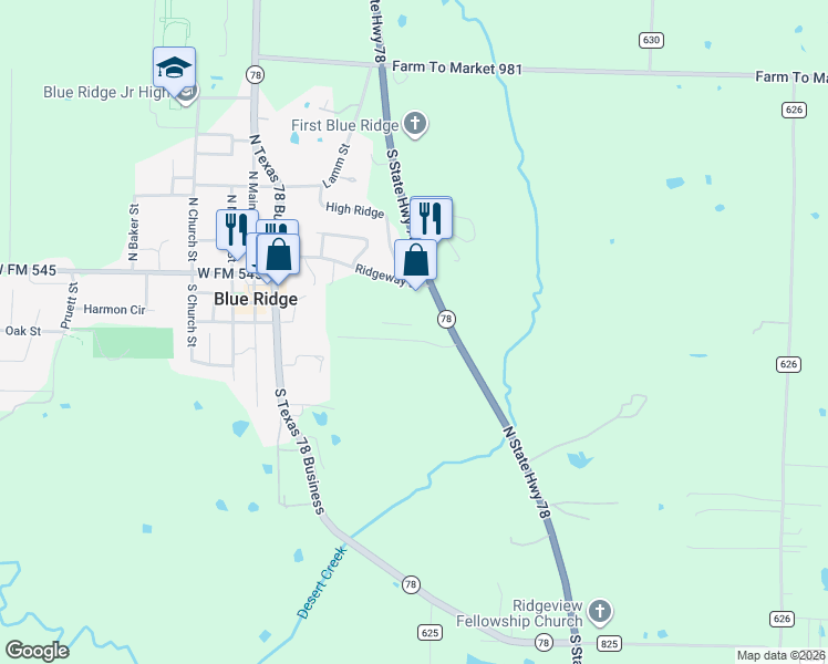 map of restaurants, bars, coffee shops, grocery stores, and more near 405 Ridgeway Drive in Blue Ridge