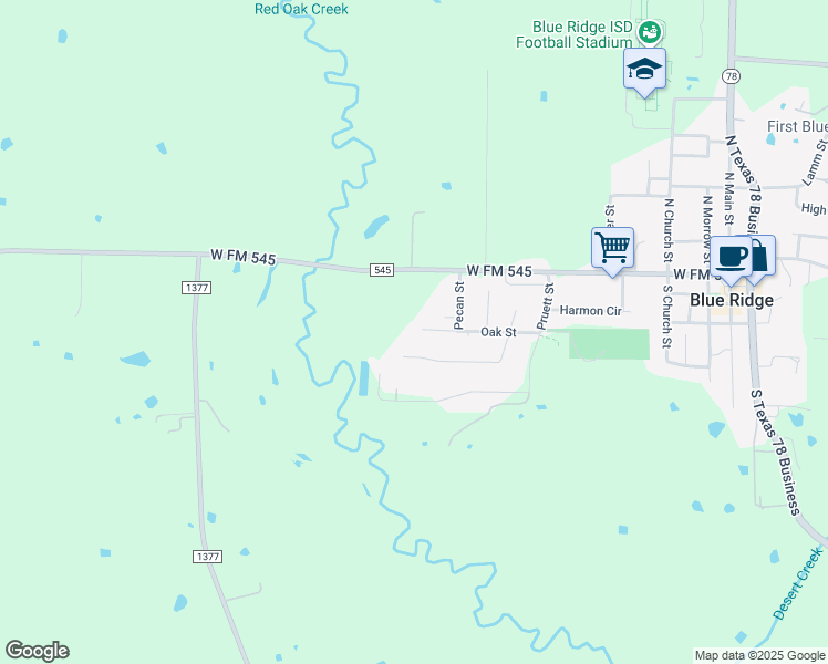 map of restaurants, bars, coffee shops, grocery stores, and more near 311 Oak Street in Blue Ridge
