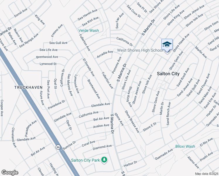 map of restaurants, bars, coffee shops, grocery stores, and more near 2325 Fullerton Avenue in Thermal