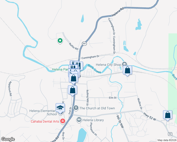 map of restaurants, bars, coffee shops, grocery stores, and more near 122 Lake Davidson Lane in Helena