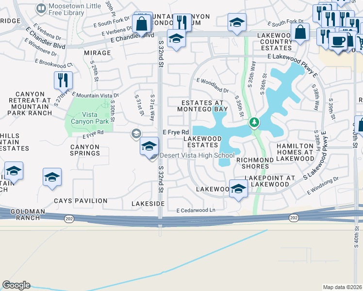 map of restaurants, bars, coffee shops, grocery stores, and more near 3246 East Briarwood Terrace in Phoenix