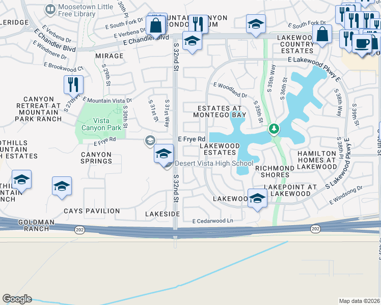 map of restaurants, bars, coffee shops, grocery stores, and more near 3246 East Briarwood Terrace in Phoenix