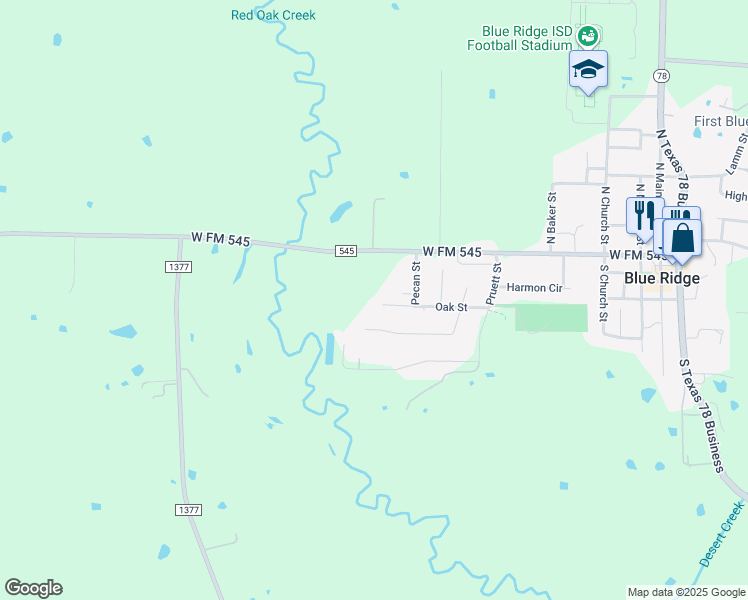 map of restaurants, bars, coffee shops, grocery stores, and more near 311 Oak Street in Blue Ridge
