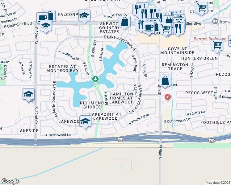 map of restaurants, bars, coffee shops, grocery stores, and more near 3709 East Briarwood Terrace in Phoenix