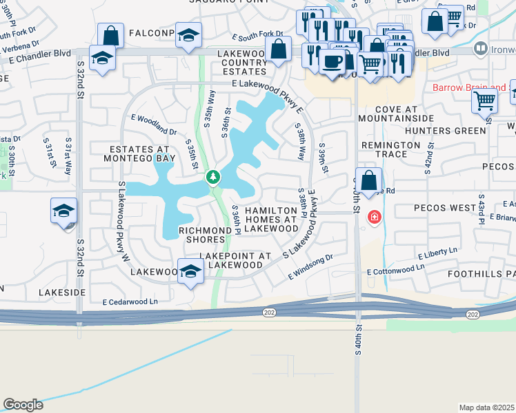 map of restaurants, bars, coffee shops, grocery stores, and more near 3709 East Briarwood Terrace in Phoenix