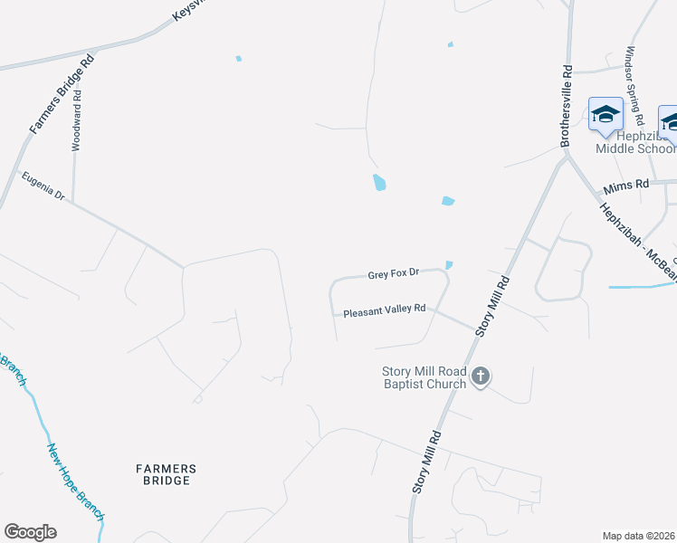 map of restaurants, bars, coffee shops, grocery stores, and more near 3036 Grey Fox Drive in Hephzibah