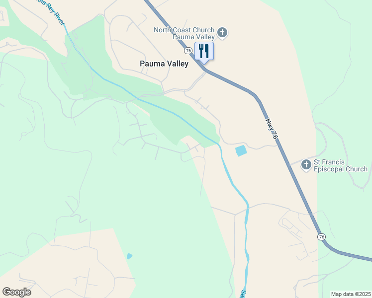 map of restaurants, bars, coffee shops, grocery stores, and more near 32204 Wiskon Way in Pauma Valley