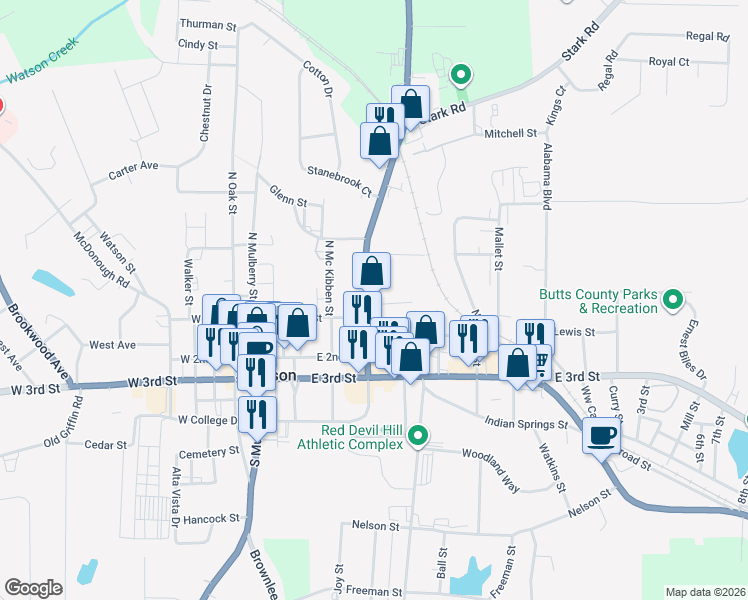 map of restaurants, bars, coffee shops, grocery stores, and more near 143 Hanover Street in Jackson