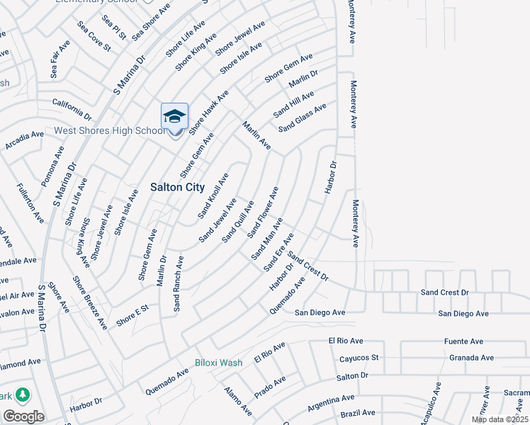 map of restaurants, bars, coffee shops, grocery stores, and more near Sand Flower Avenue in Salton City