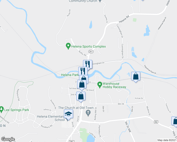 map of restaurants, bars, coffee shops, grocery stores, and more near 4300 Helena Road in Helena
