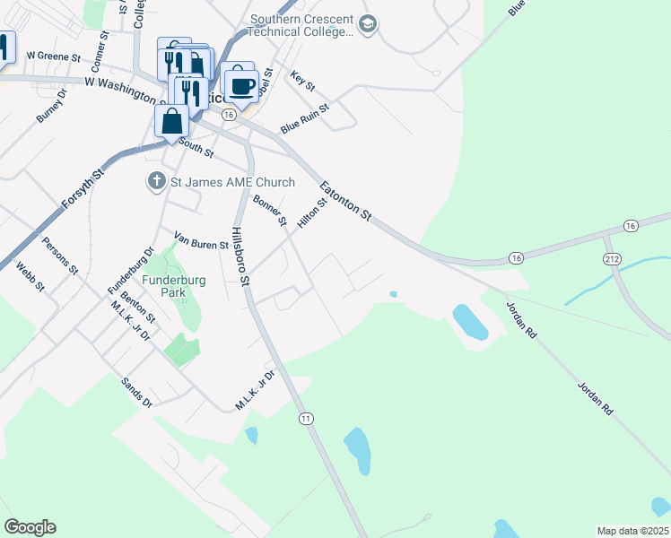 map of restaurants, bars, coffee shops, grocery stores, and more near 68 Smith Street in Monticello