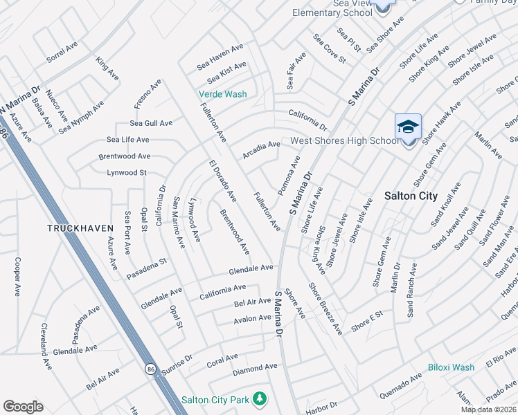 map of restaurants, bars, coffee shops, grocery stores, and more near 2348 Fullerton Avenue in Thermal