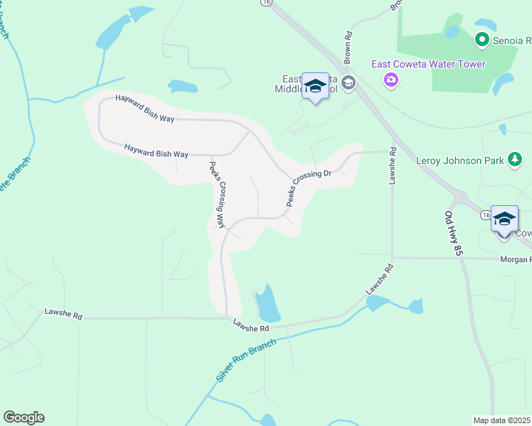 map of restaurants, bars, coffee shops, grocery stores, and more near 405 Peeks Crossing Drive in Senoia