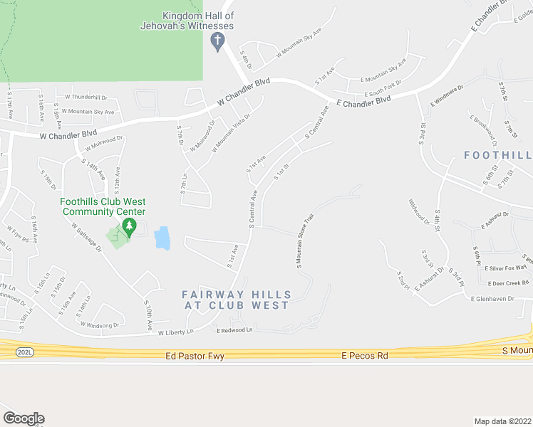 map of restaurants, bars, coffee shops, grocery stores, and more near 16249 South 1st Street in Phoenix