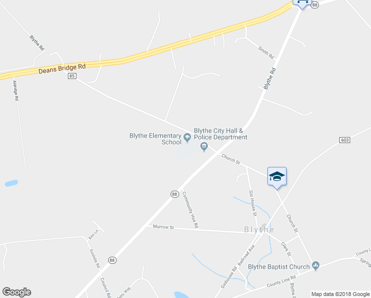 map of restaurants, bars, coffee shops, grocery stores, and more near 290 Church Street in Blythe