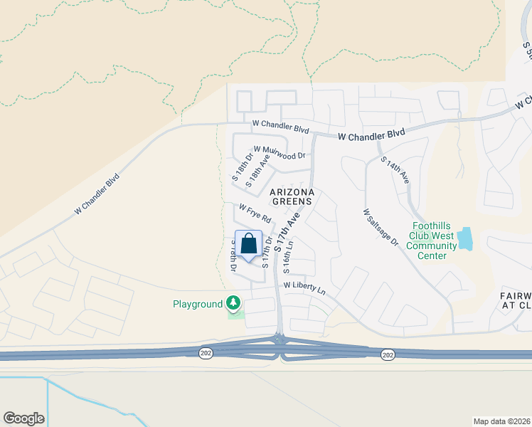 map of restaurants, bars, coffee shops, grocery stores, and more near 1732 West Frye Road in Phoenix