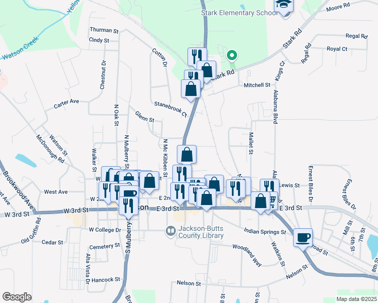 map of restaurants, bars, coffee shops, grocery stores, and more near 152 McCord Street in Jackson