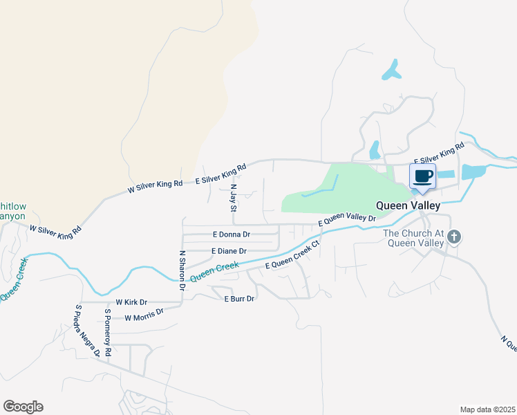 map of restaurants, bars, coffee shops, grocery stores, and more near 509 East Queen Valley Drive in Queen Valley