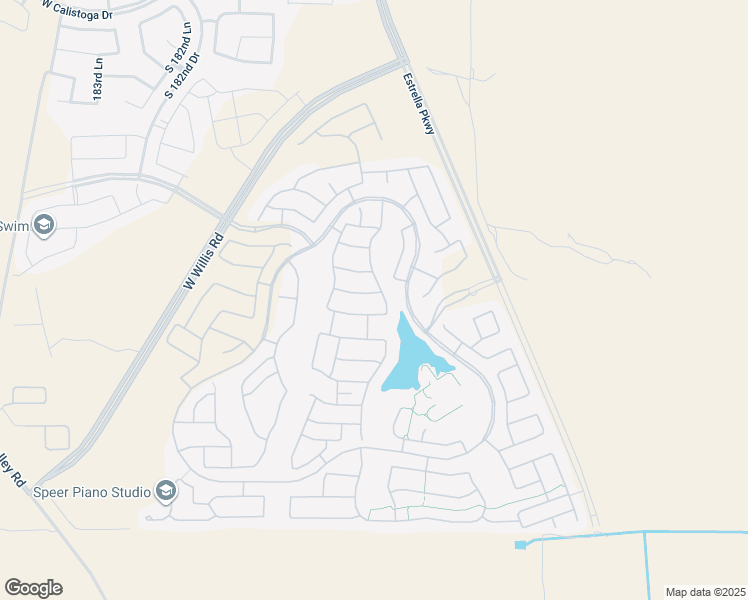map of restaurants, bars, coffee shops, grocery stores, and more near 17885 West Amberwood Drive in Goodyear