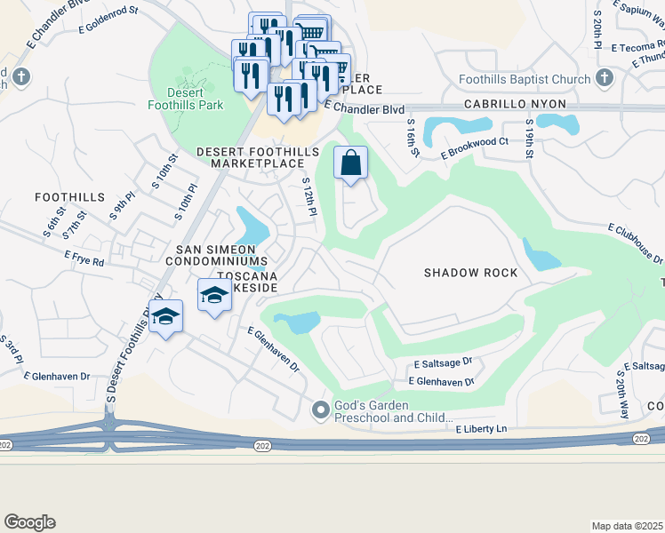 map of restaurants, bars, coffee shops, grocery stores, and more near 1326 East Wildwood Drive in Phoenix