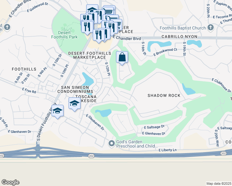 map of restaurants, bars, coffee shops, grocery stores, and more near 1326 East Wildwood Drive in Phoenix