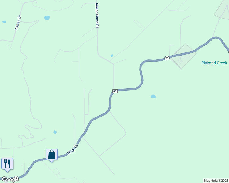 map of restaurants, bars, coffee shops, grocery stores, and more near Hwy 76 & Rincon Ranch Rd in San Diego