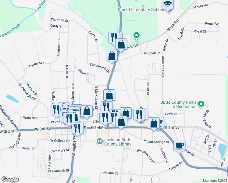 map of restaurants, bars, coffee shops, grocery stores, and more near 152 McCord Street in Jackson