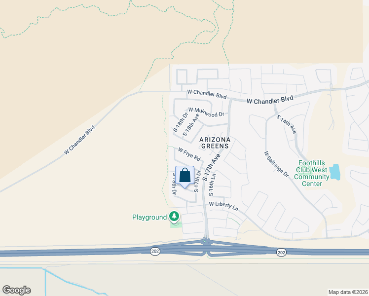 map of restaurants, bars, coffee shops, grocery stores, and more near 1815 West Frye Road in Phoenix