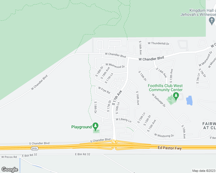 map of restaurants, bars, coffee shops, grocery stores, and more near 16222 South 17th Drive in Phoenix