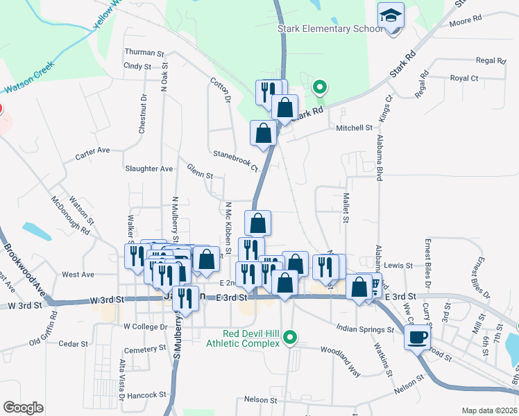 map of restaurants, bars, coffee shops, grocery stores, and more near 152 McCord Street in Jackson