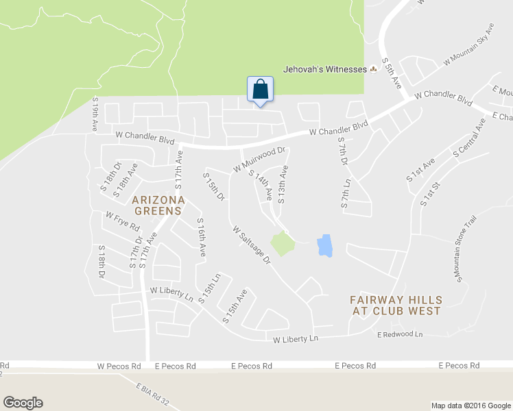 map of restaurants, bars, coffee shops, grocery stores, and more near 16048 South 14th Drive in Phoenix